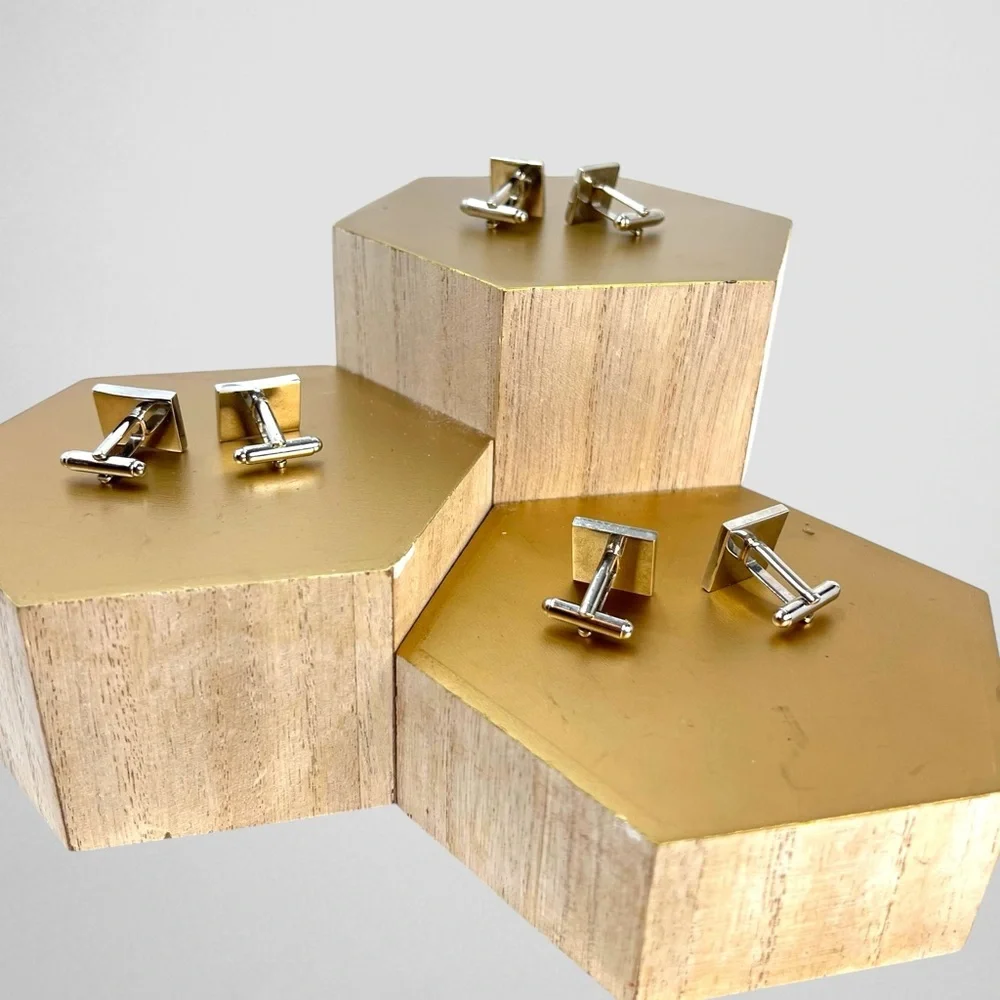 3 Elegant Sliver Tone Cufflinks Sets